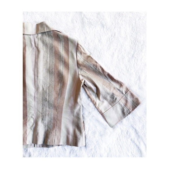 Lafayette 148 Striped Wool Casual Blazer Cream SZ6 - Picture 3 of 7